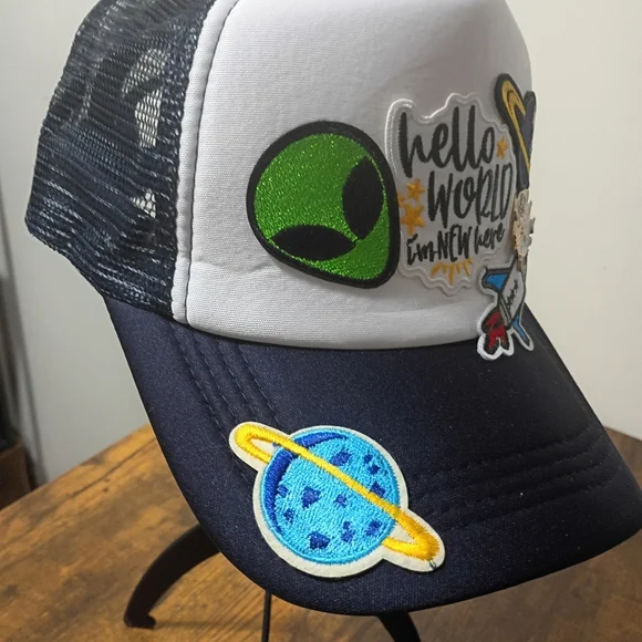 Space-Themed Trucker Hat with Patches - Picture 3 of 4
